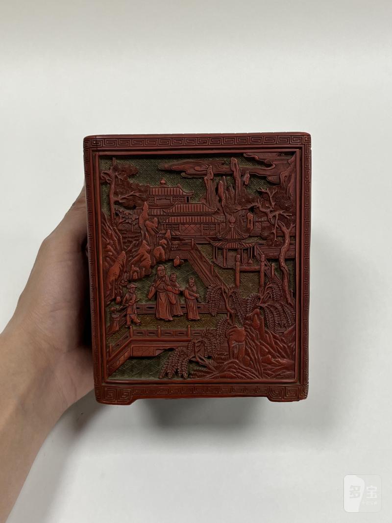 清乾隆剔彩山水人物笔筒一对-多宝古瓷宝典